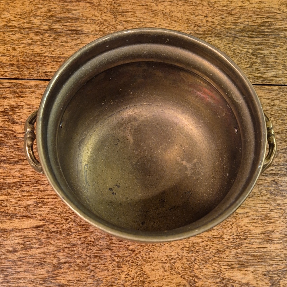 VINTAGE French Country Style Brass Footed Planter Pot with Handles - Picture 8 of 16